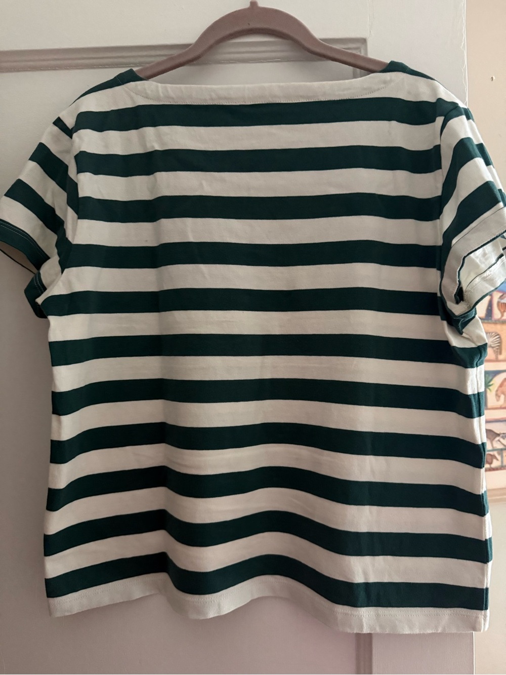 J. Crew Green and White Striped Short-Sleeve Tee